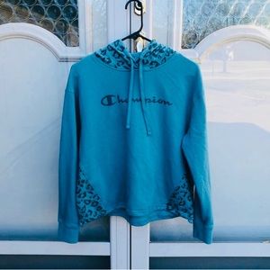 Women's CHAMPION Sweatshirt Hoodie - Teal (Small)